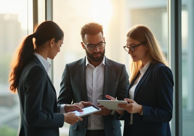 Business professionals in Johannesburg collaborating on financial strategy